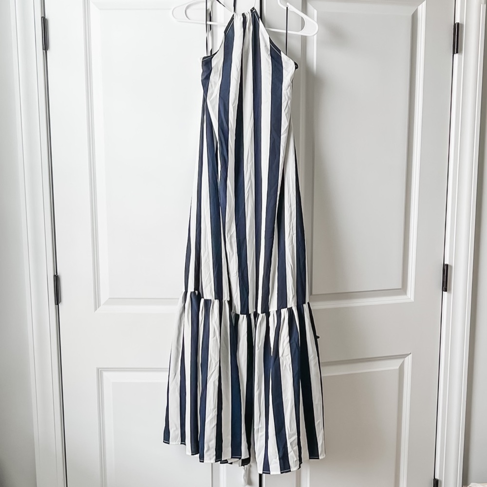 NWOT | Striped Halter Maxi Dress with Open Back